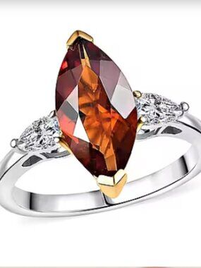 Premium Red Citrine and Moissanite Wings of Fire Ring